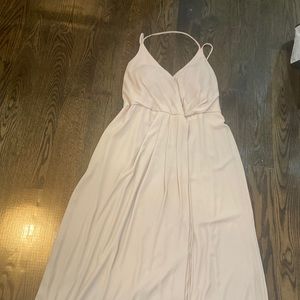 Size 8 David’s Bridal Double-Strap Long Georgette Bridesmaid Wrap Dress Biscotti